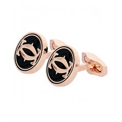 Cartier Logo Round Shape-Golden Cufflinks